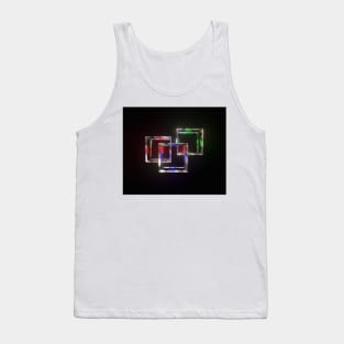 Three Floating Colorful Wireframe Cubes Design Tank Top